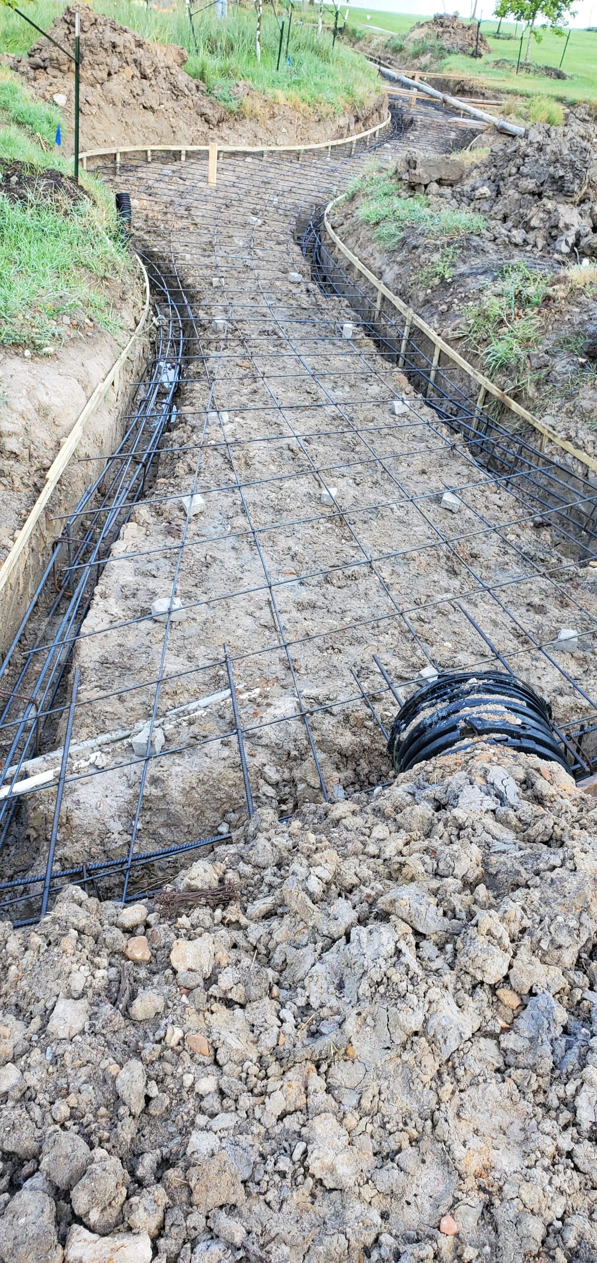 pathway with steel ready for concrete