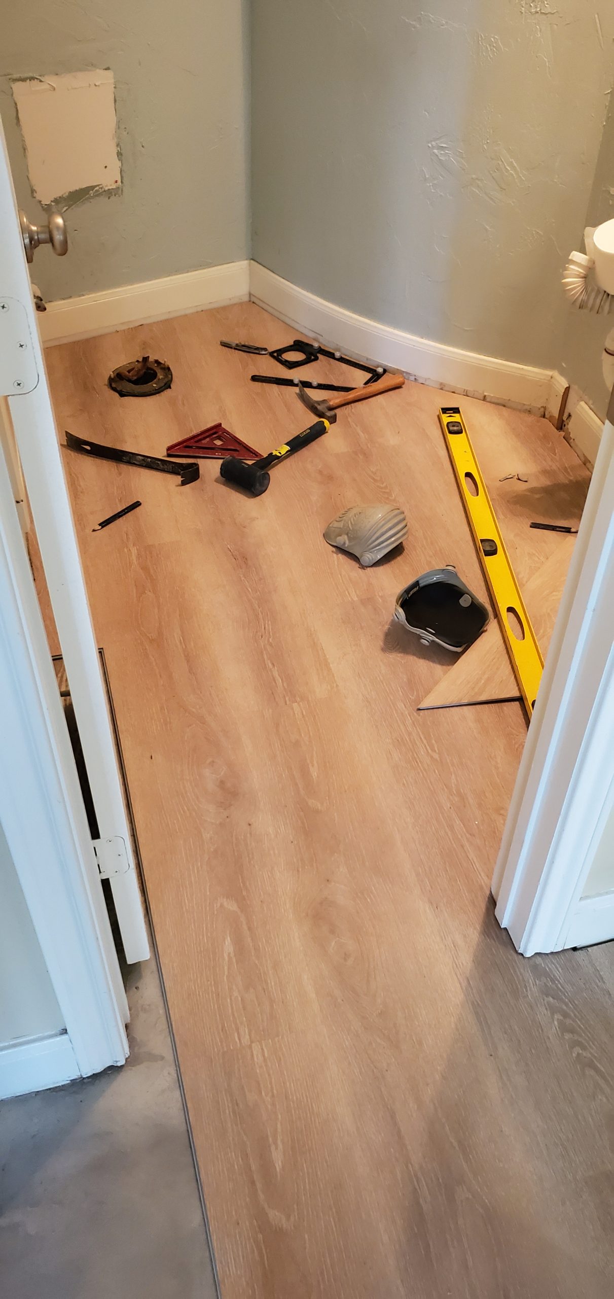 a room being renovated with tools